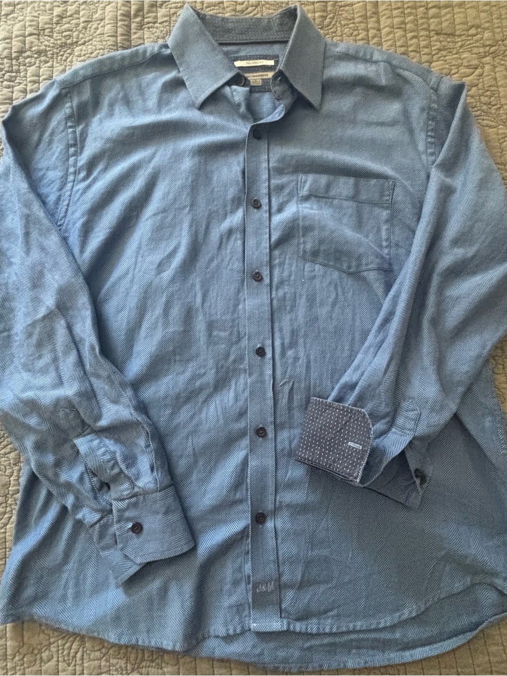 Johnston & Murphy Blue Long-Sleeve Button-Up Shirt